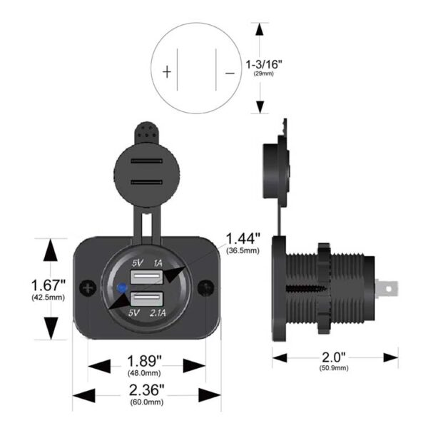USB Power Socket 20287 Dimensions Trigger Controller